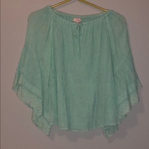 TEAL FLOWEY SLEEVE TOP
